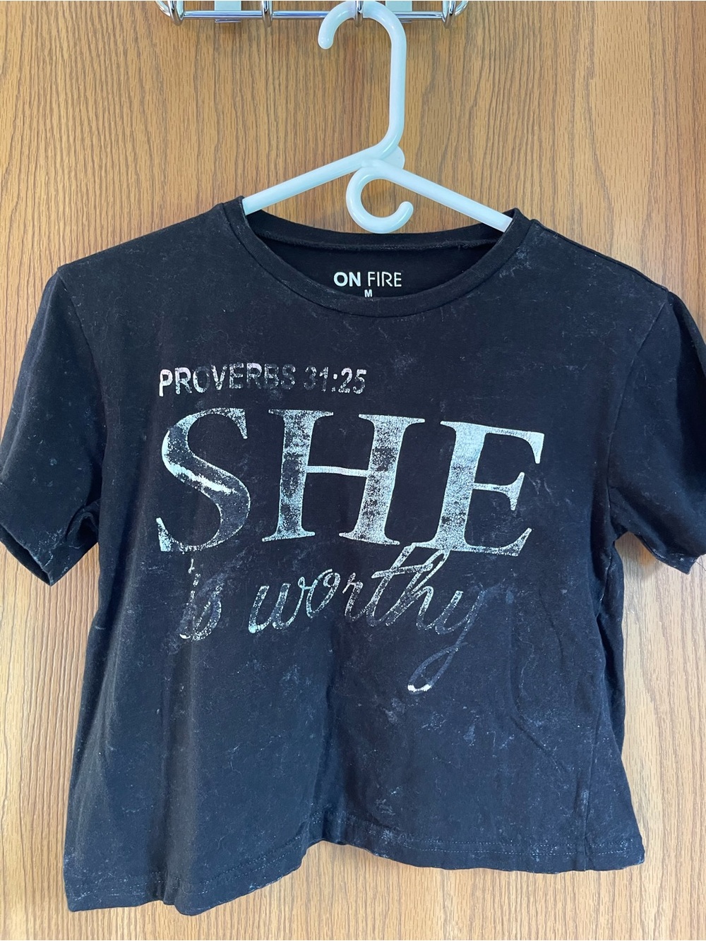 On Fire Black 'SHE is worthy' Graphic Tee - M